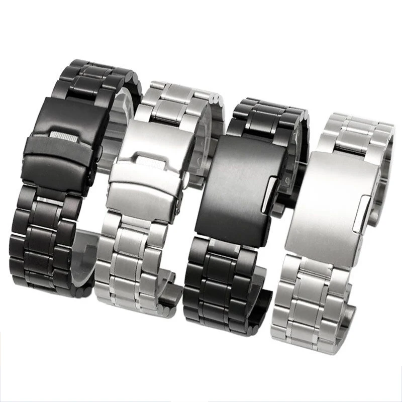 Stainless Steel Watchband for Men's TIMEX T2N720 T2N721 TW2R55500 T2N739 Watch Strap 24*16mm Lug end Silver Black Bracelet