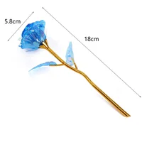 18cm 24k Golden Rose Flower Valentine Day Gift Artificial Roses Foil Rose Flowers Party Wedding Decoration Holiday Present 6