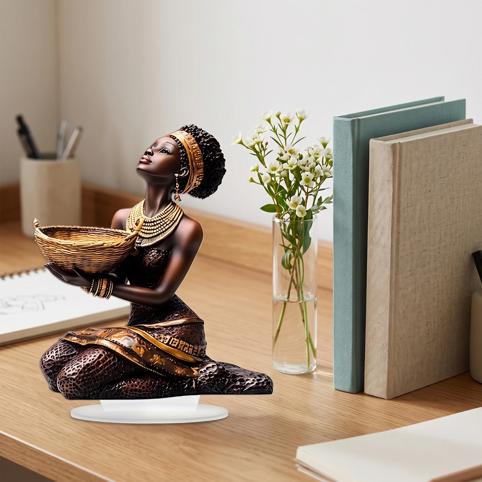 Acrylic Figure with Base Creative Acrylic Tabletop Decoration Figure Ornament Double-Sided Figurine Gift for Art Lovers