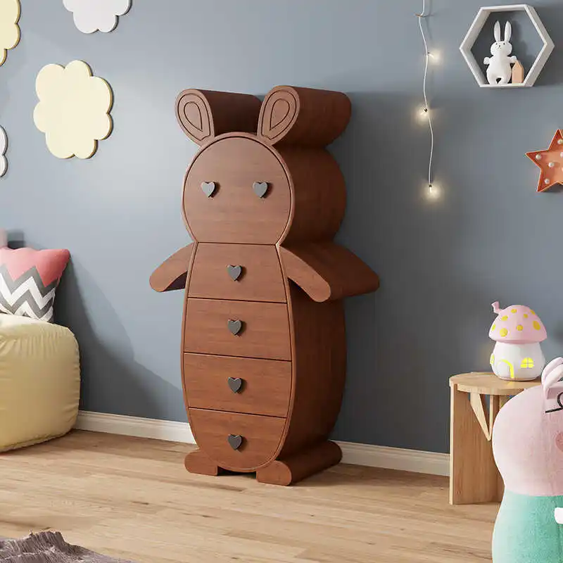 

Medieval style five dou light luxury solid wood bedroom storage chest modern minimalist rabbit cabinet blue pink creativity