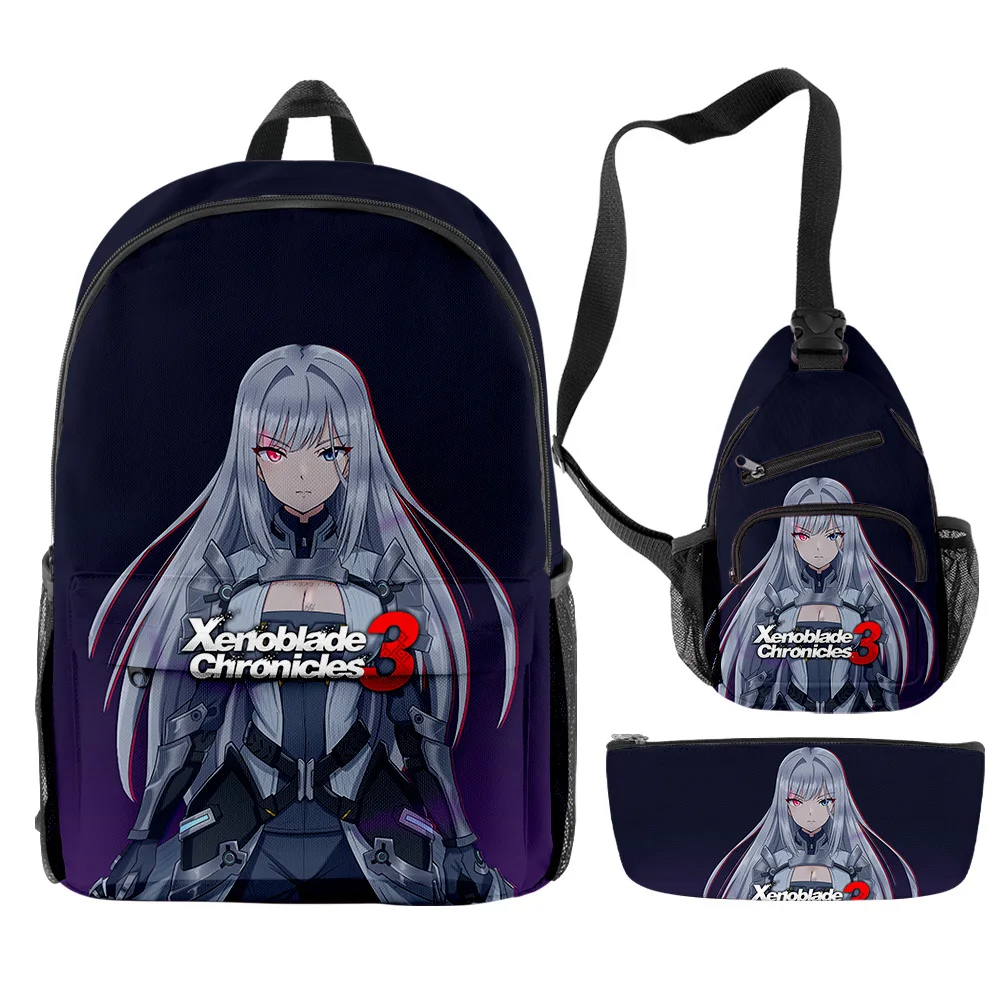 Classic Novelty Xenoblade Chronicles 3 Game 3D Print 3pcs/Set pupil School Bags Travel Laptop Backpack Chest Bag Pencil Case