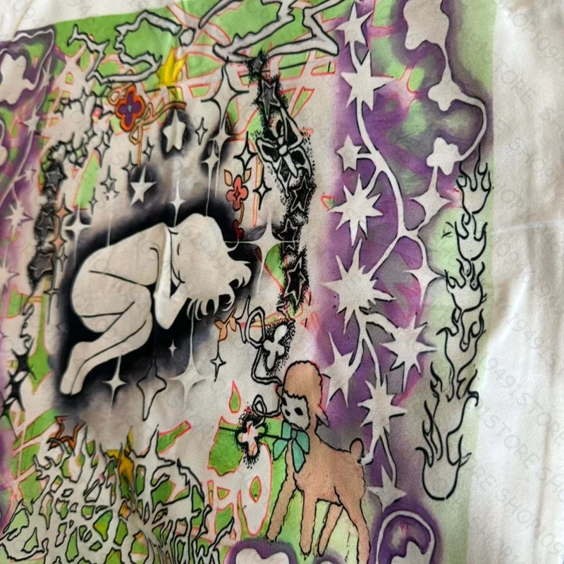 เสื้อครอปพิมพ์ลายกราฟิกสไตล์พังก์ Y2K วินเทจ กอธิค แกรมจ์ เบบี้ที เสื้อครอปทรงคอร์เซ็ทสำหรับผู้หญิง สไตล์อีโม