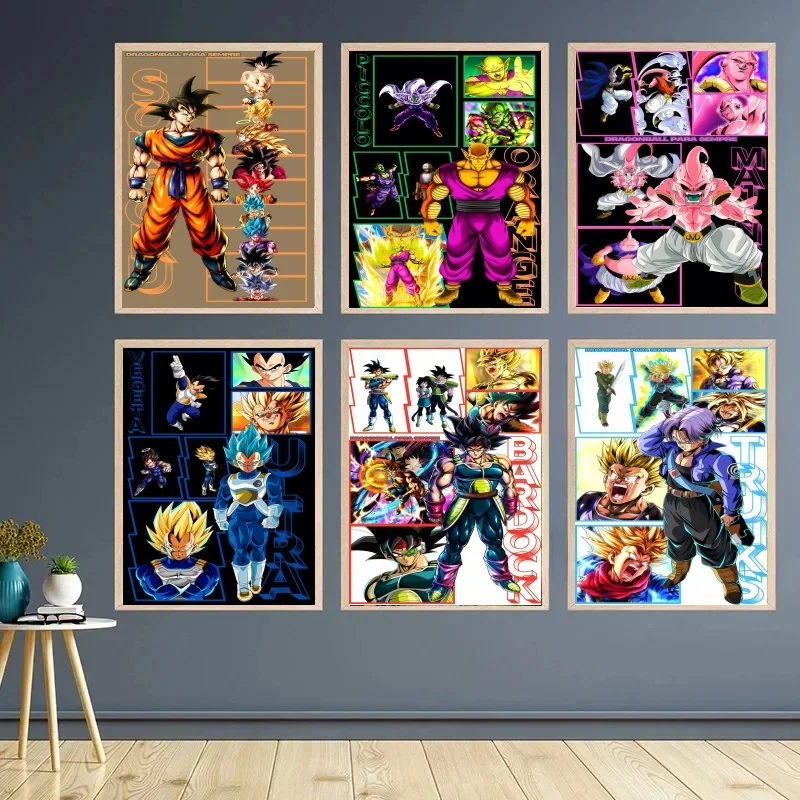 

Bandai Classic Anime Dragon Ball HD Poster Goku Gohan Vegeta Piccolo Friza Retro Canvas Painting Print Wall Art Children Gifts