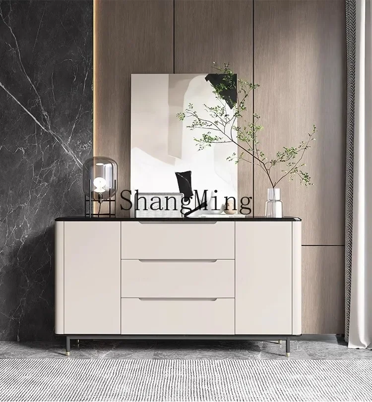 

FG Light Luxury Style Solid Wood Sideboard Marble Living Room Entryway Cabinet Hallway Partition Modern Simple Storage Cabinet