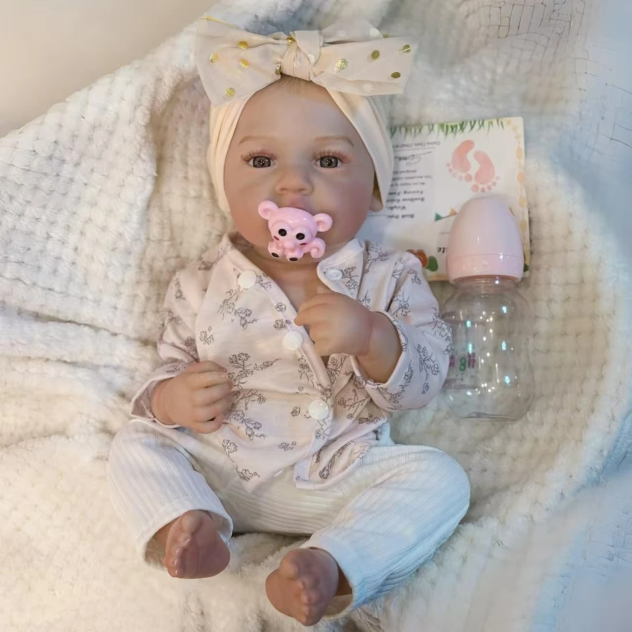 Attyi 45CM Cute Open Eyes Full Body Vinyl Girl Doll With Painted Hair Handmade Waterproof Lifelike Realistic bebe reborn doll