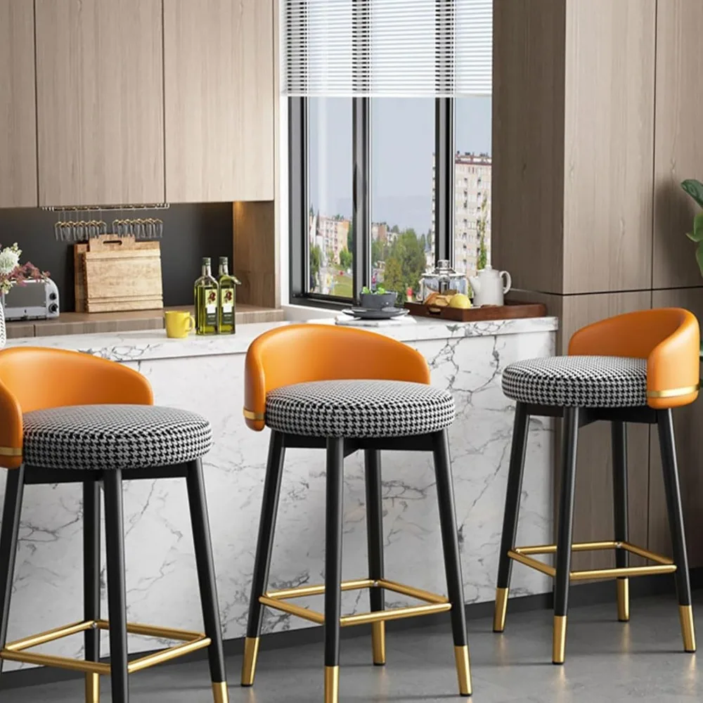 Taburetes Bar Redondos، taburetes Bar Cuero con Respaldo Patas Metal، taburetes Isla Cocina، sillas Altas Bar، الفقرة Mostrador، P
