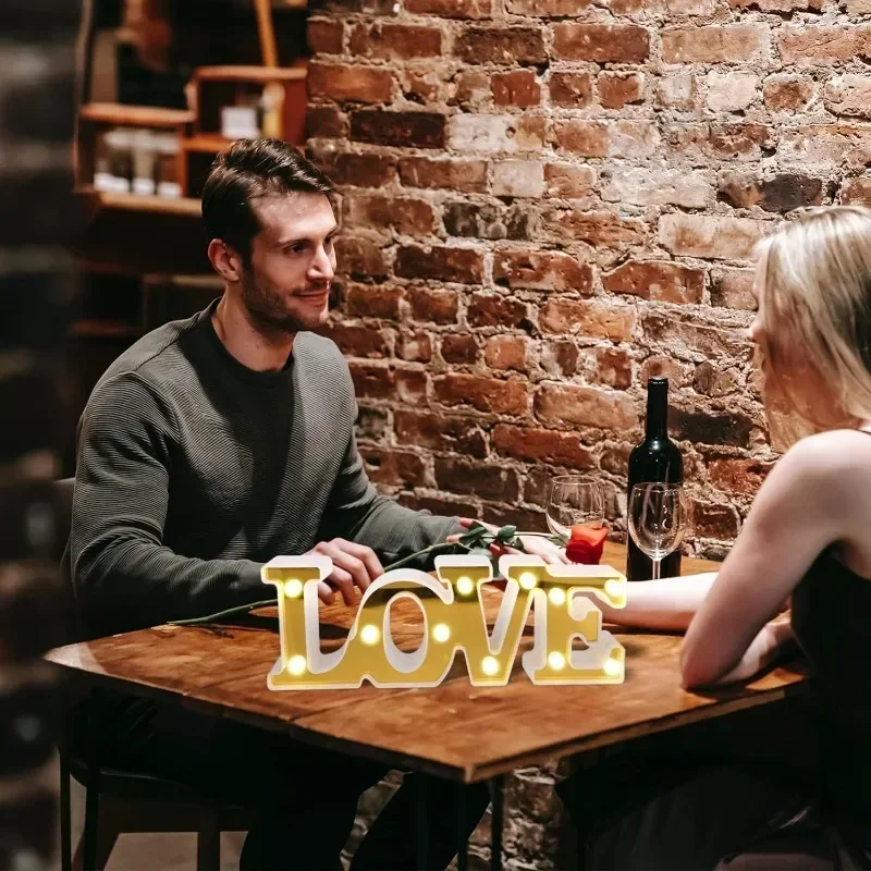 أضواء لافتة حب LED رومانسية لديكور حفلات العطلات وفكرة هدية عيد الحب لتزيين سطح المكتب المنزلي مع توهج دافئ #3