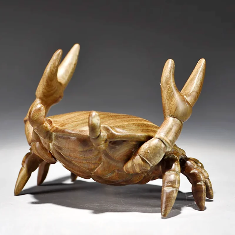 

YZ193 - 9x10.2x8.2 CM Hand Carved Green Sandalwood Carving - Crab Phone Stand
