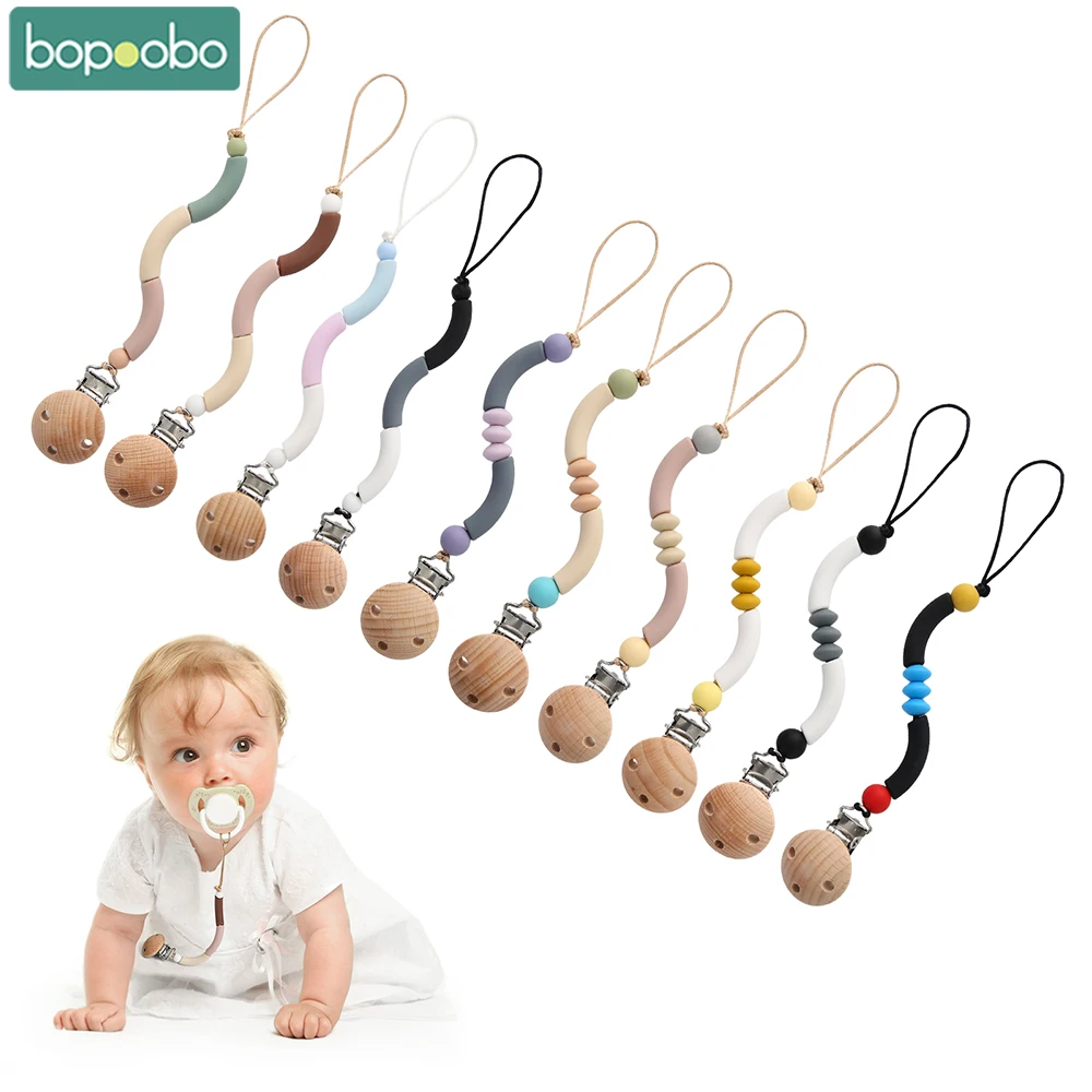 Silicone Baby Teether Pacifier Clips Bending Chain Holder Newborn Soother Chains Nipple Holder For Babies Teething Toy Baby Chew