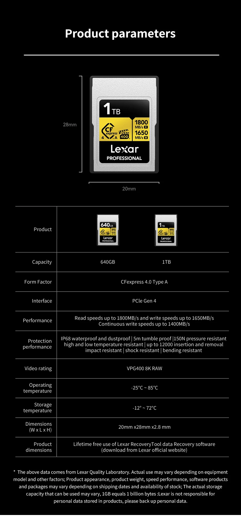 100 % Original Lexar CFexpress Typ A Karte 80 GB Lesegeschwindigkeit Max 900 MB/s VPG400 Speicherkarte 8K RAW für Kamera 256 GB 512 GB 1800 MB/s – Detail 13