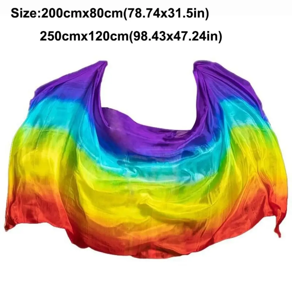 Costumes Accessories 100% Silk Belly Dance Veils Light Texture Gradient Color Latin Belly Dance Shawls 250cmx120cm Women Scarf