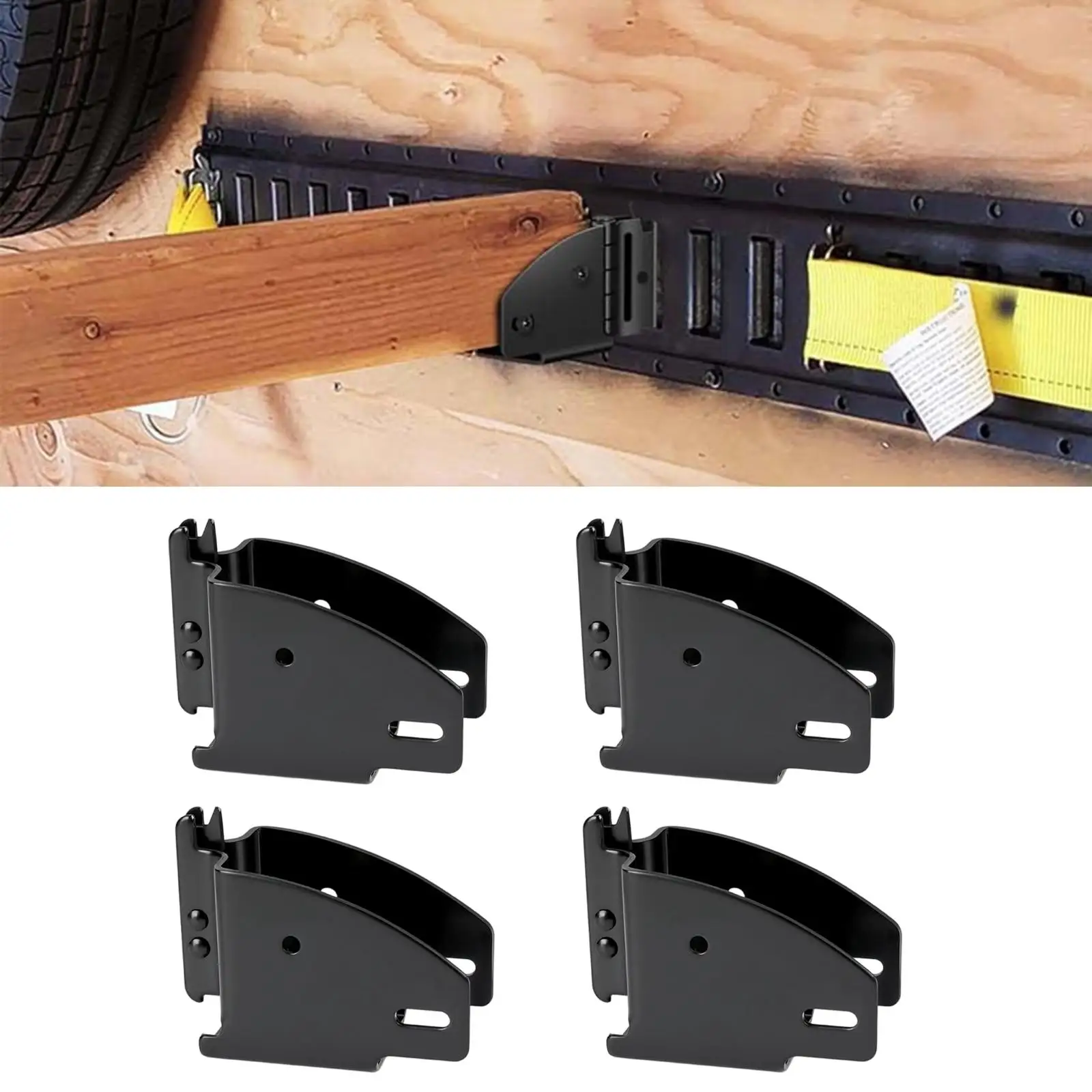 Black Track Beam End Socket Metal Lumber Bracket Spring Lock Support Accessory for Cargo Truck Enclosed Trailer