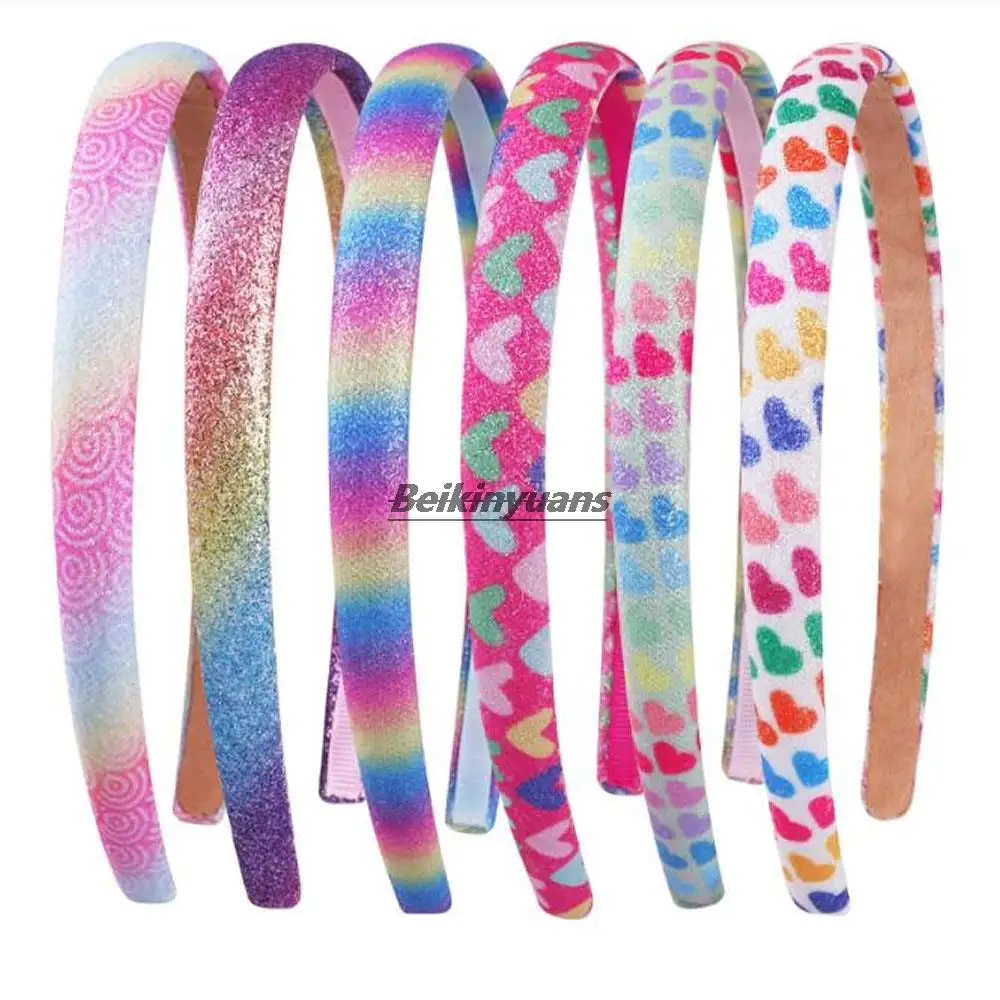 Best selling glitter hairband gradient color love wide-brimmed cloth card online celebrity cartoon hair accessories