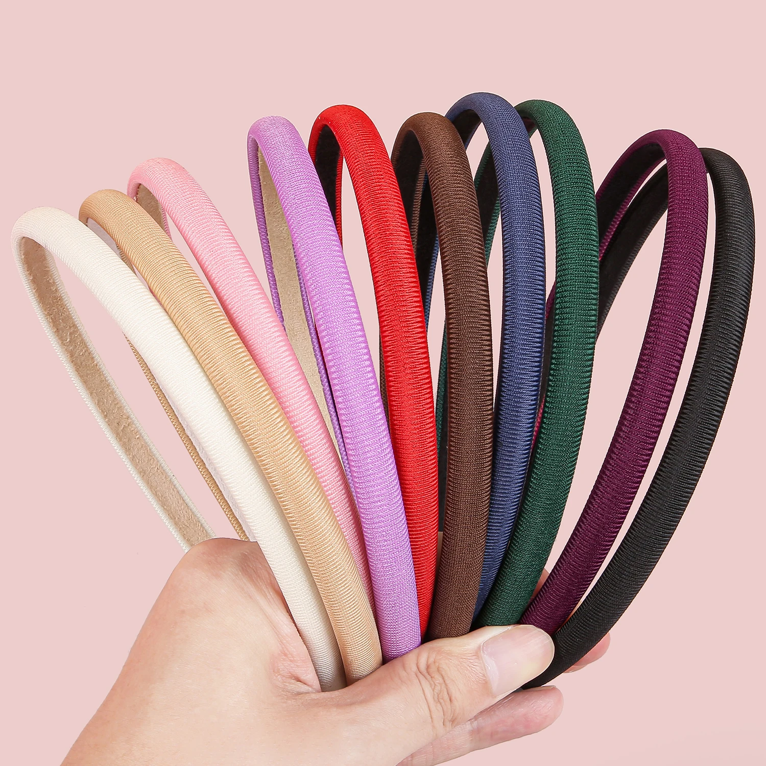 1/5pcs Plain 1cm Thin Headband for Girls Fabric Covered Resin Hairbands Plastic Hairhoop Kids Children Hair Accessories