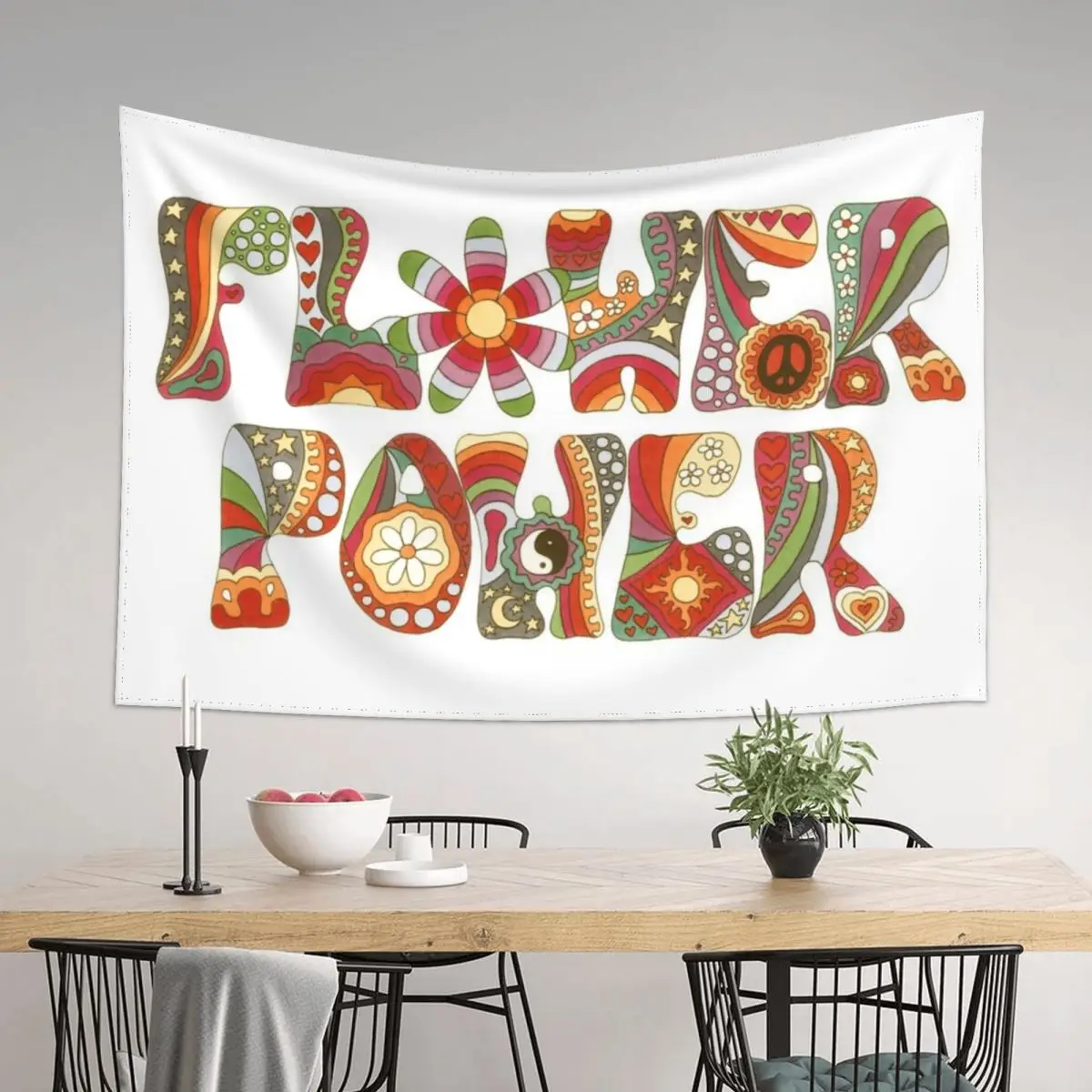

Vintage Psychedelic Flower Power Tapestry Room Aesthetic Outdoor Decor Room Design Tapestry