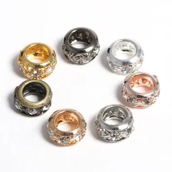 Large Hole Rhinestone European Beads Big Hole Crystal Rondelle Spacer Charms Beads for Snake Chain Bracelets Jewelry Making