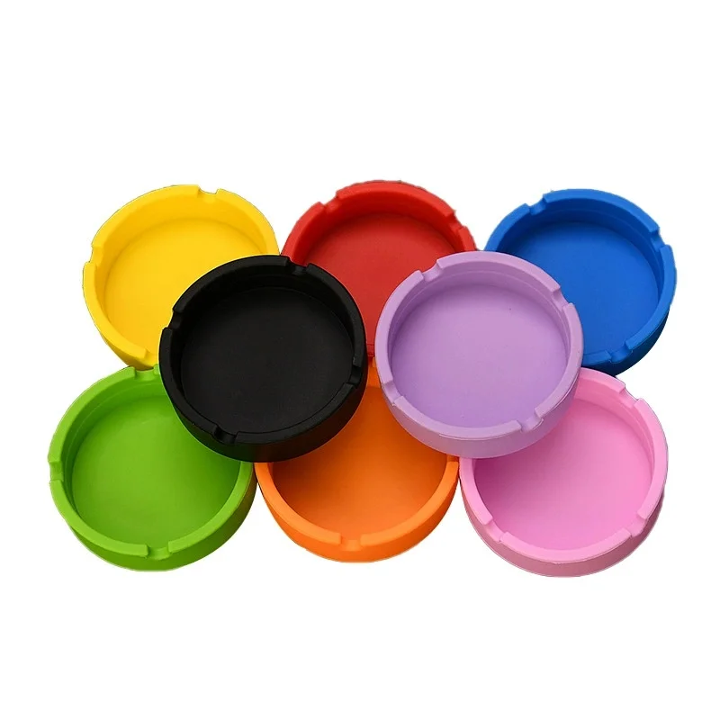 

Colorful Silicone Gel Ashtray Light Circular Ashtray Fluorescent Smoke Convenient Cigarette Case Drop Creative Ashtrays