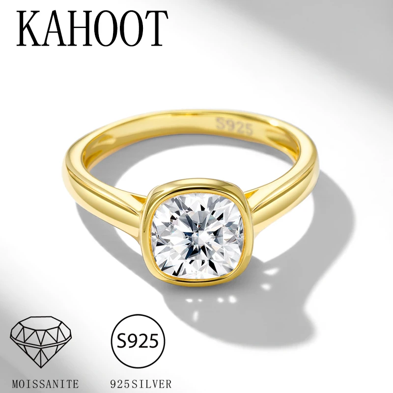 

925 silver 2 carat moissanite sugar cube simple atmosphere classic retro daily men's and women's ring