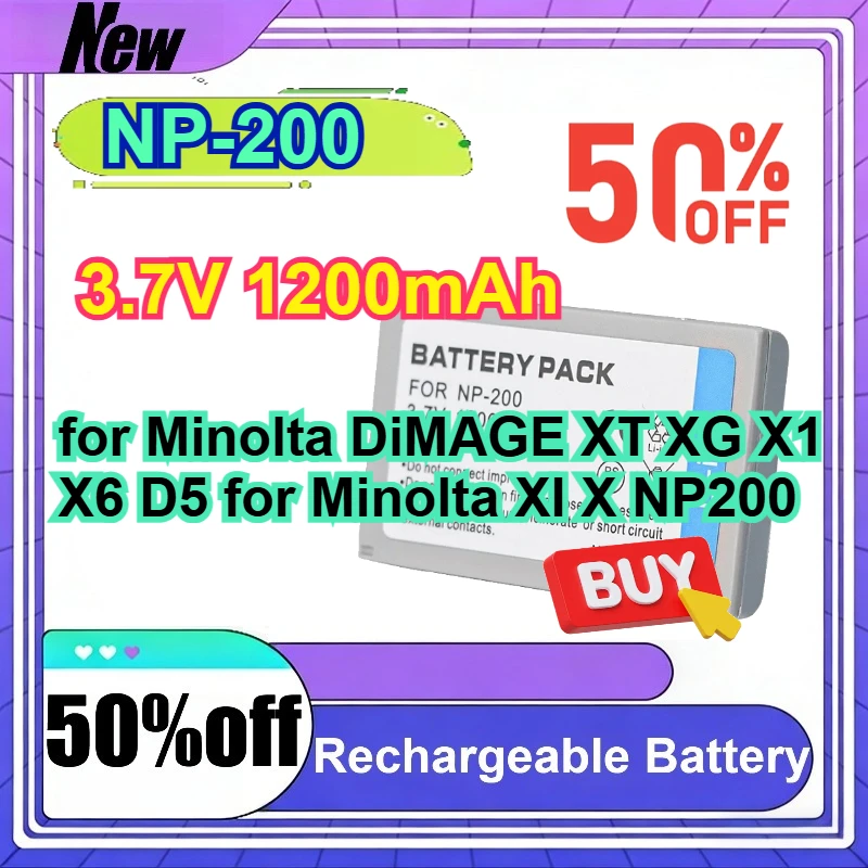 

NP-200 for Minolta DiMAGE XT XG X1 X6 D5 for Minolta XI X NP200 3.7V 1200mAh Camera battery