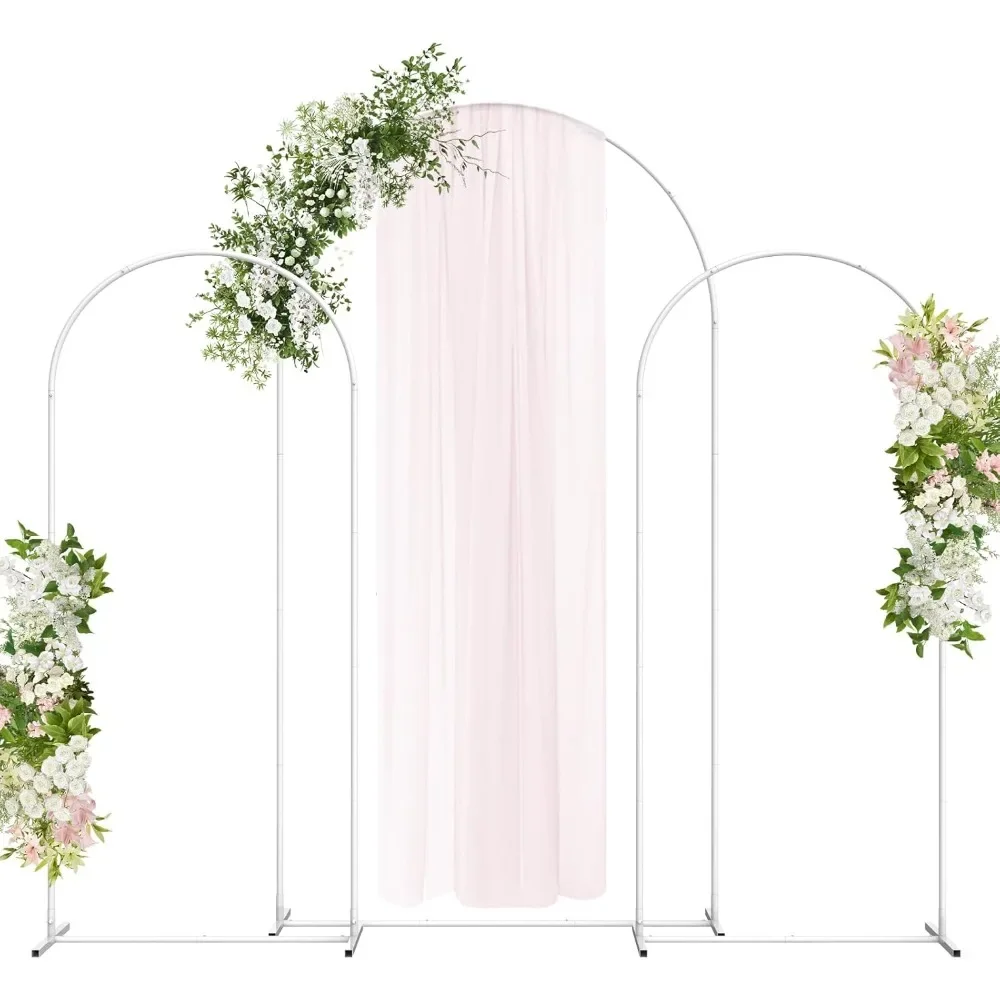 Wedding Arch Backdrop Stand 7.3FT& 6FT& 6FT Set of 3,Metal Arch Backdrop Stand for Wedding Ceremony Baby Shower, White