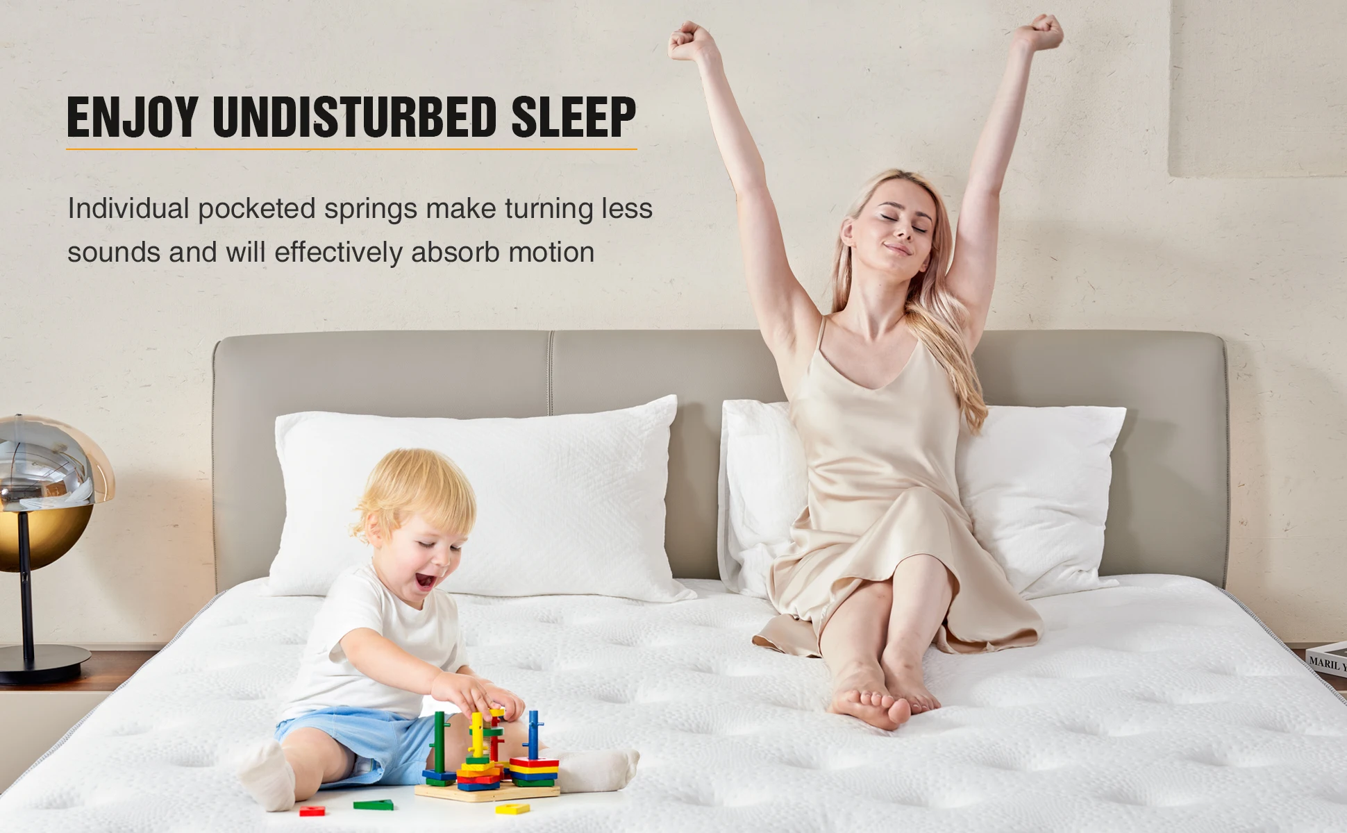 12Inch King Size Mattress sponqe & Individually Pocket spring Mattress with Medium-Firm Feel