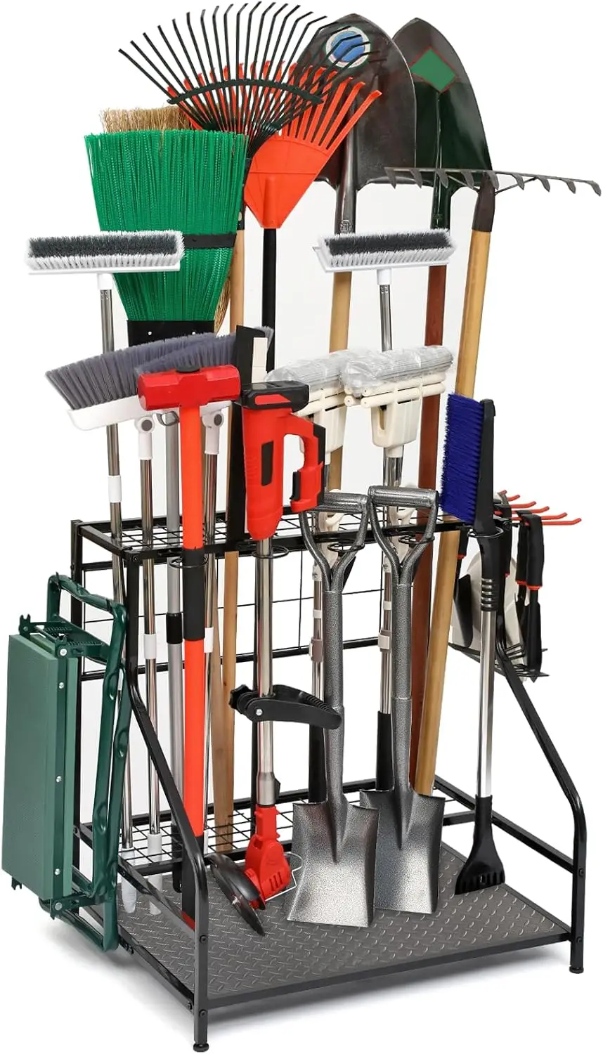 Garden Tool Organizer for Garage, Garden Tool Rack, Up to 58 Long Handled Tools, Yard Tool Holder for Garage, Shed, Outdoor,