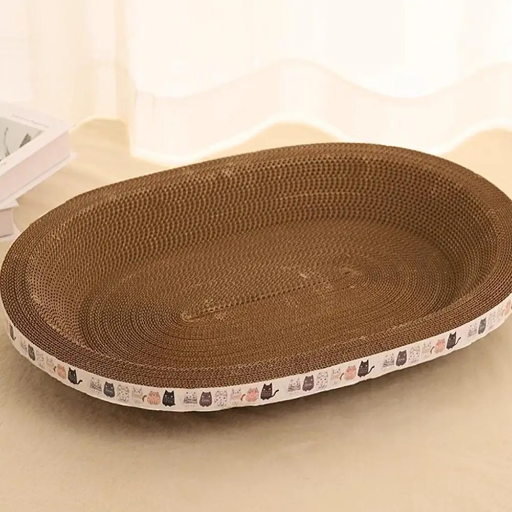 Cat Scratcher Cardboard Oval Cat Scratch Pad Bowl Nest for Indoor Cats Grinding Claw Round Cat Scratching Board