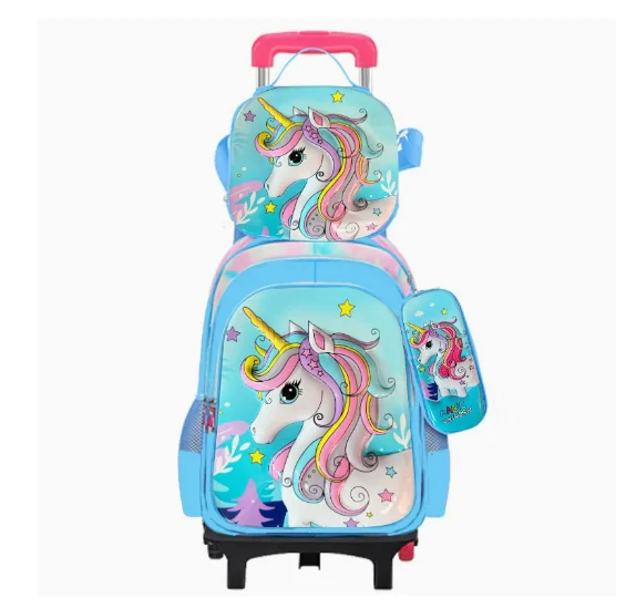 Fotografia 3: Nova mochila de couro pu 3d, estudante da escola primária, tecido de nylon, conjunto de 3 peças, mochila infantil com lancheira para meninas