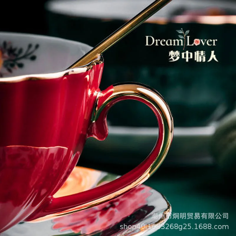 HT ceramic coffee cup set high value couple pair water cup bone china tea small luxury 3