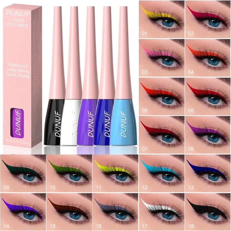 Liquid Blue Eyeliner Pencil Lasting Quick-Dry No Blooming Yellow Eye Liner Pen Waterproof Pigment Eyeshadow Fashion Color Makeup