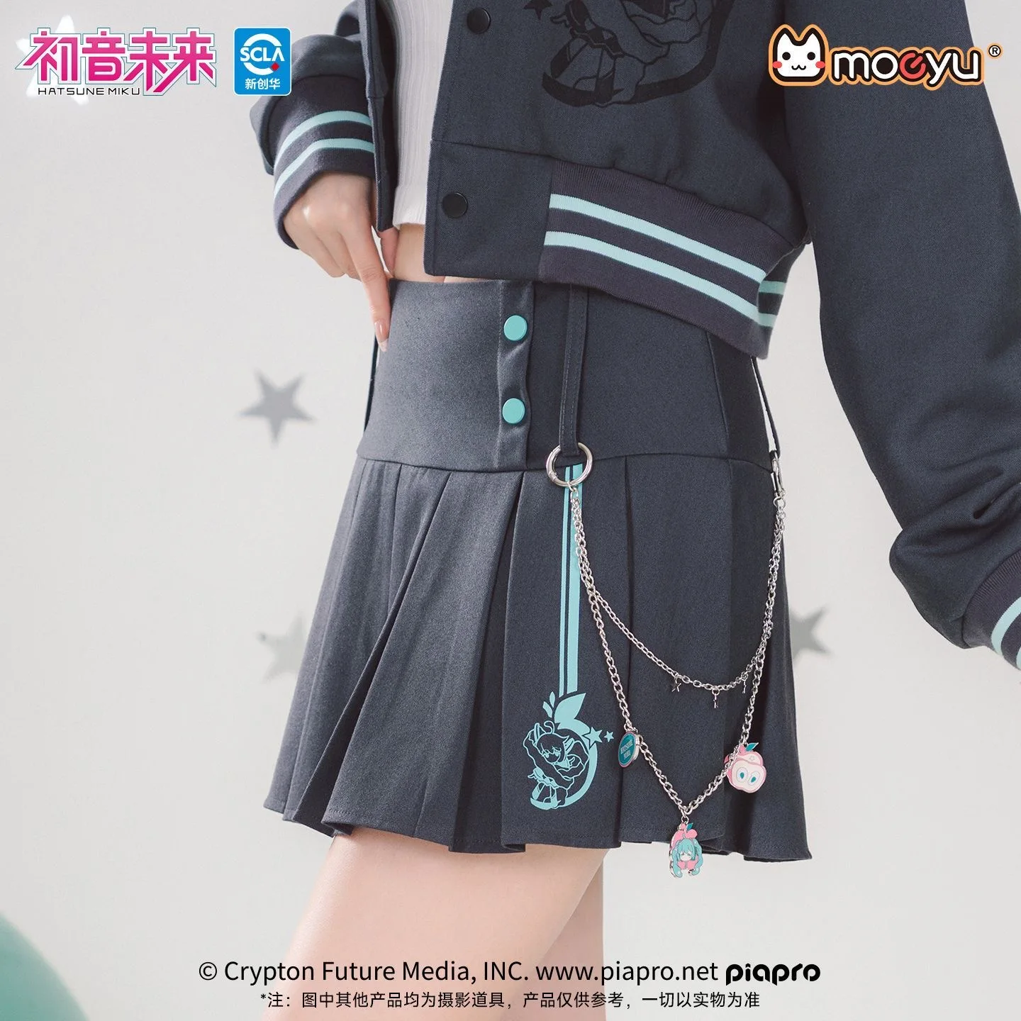 Moeyu Hatsune Miku Plaid Pleated Short Skirts Mini Skirts for Women High Waist JK Dress Vocaloid Cosplay Costume Woman Clothing