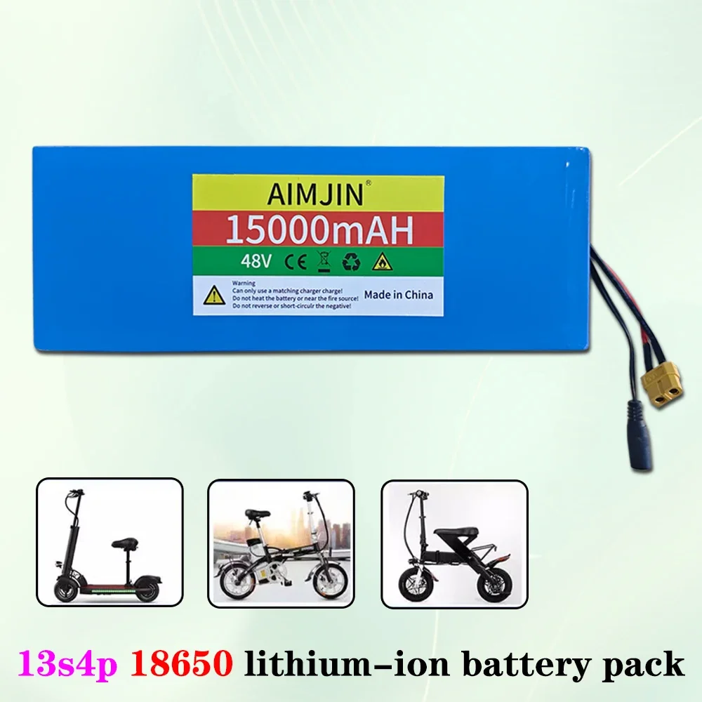 13S4P lithium battery 48V 15AH 18650 500W battery For various electronic devices and transportation equipment+charger