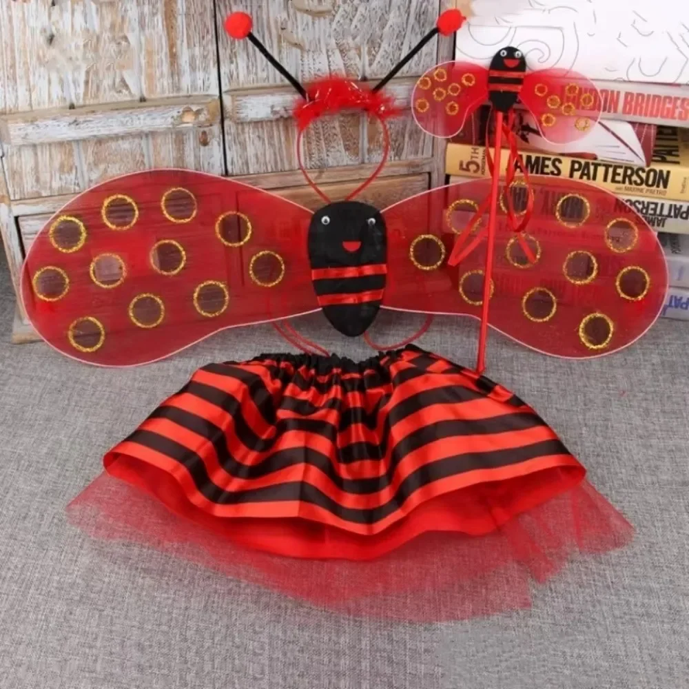 Kawii 꿀벌 코스프레 의상 액세서리 애니메이션 노란색 요정 머리띠 날개 지팡이 꿀벌 할로윈 생일 파티 소품 크리스마스 선물