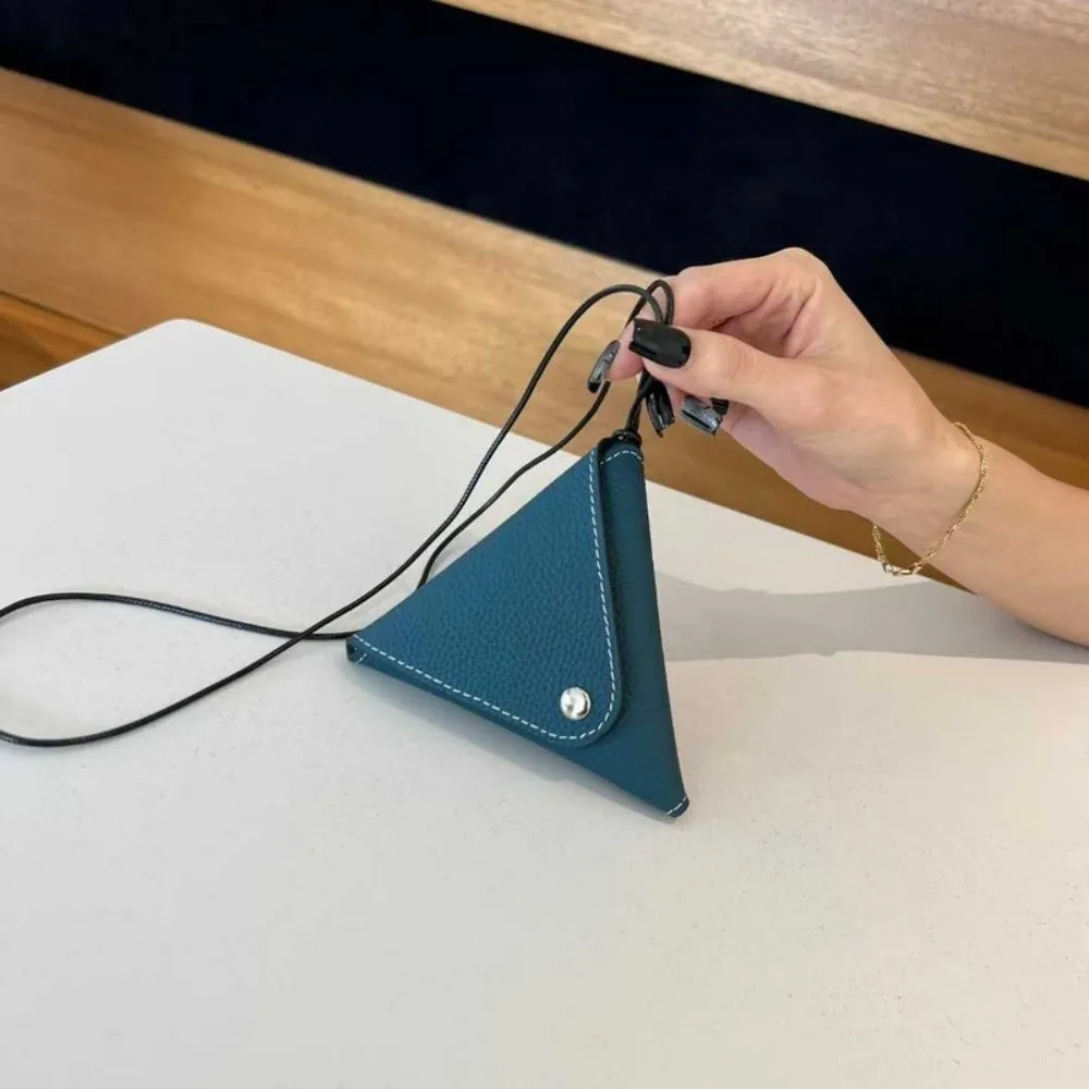 

Элегантная складная треугольная сумочка-кошелек мини, водоотталкивающая, на шею, для монет, винтажная кожаная, со съемным чехлом для наушников, дорожная