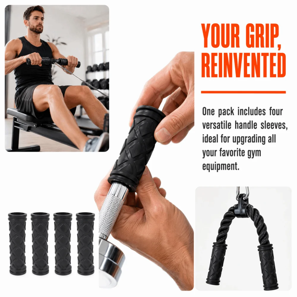 4pcs PVC Fitness Handle Cover Grip Wrap Design Non-Slip Surface Fitness Handle Grip Wrap Easy Installation