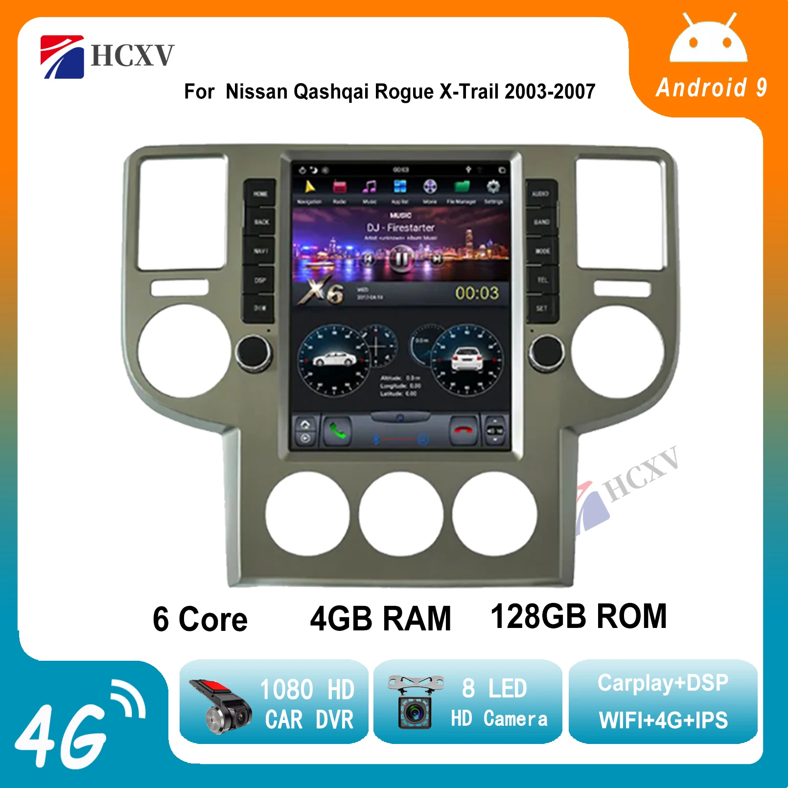 

Qualcomm Vertical Tesla Screen Android Car Radio For Nissan Qashqai Rogue X-Trail Carplay Multimedia Player Navigator 2003-2007