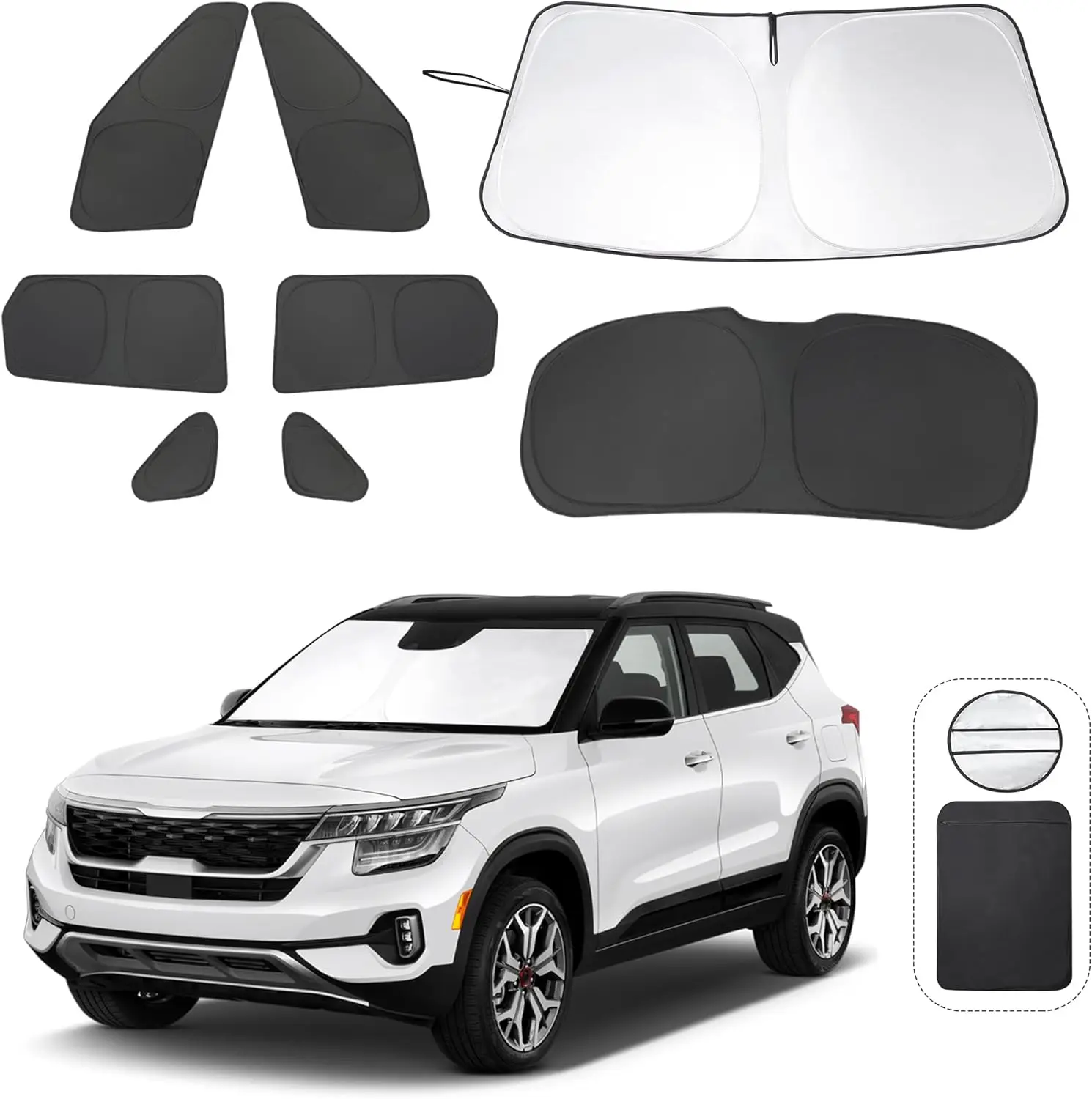 8PCS Custom Car Window Shades for Sun Protection, Privacy, and Cooling - Easy Install & Foldable Storage