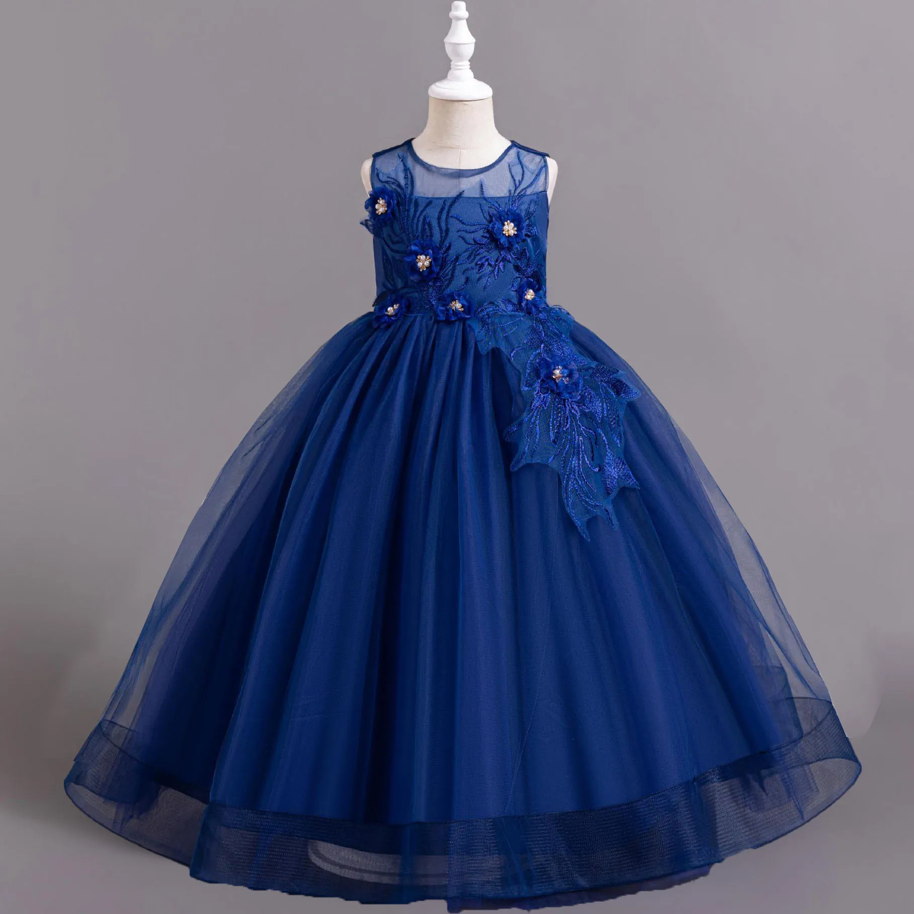 Charlotte-vestido de novia bordado para niñas pequeñas y grandes, vestido de desfile Formal con estilo, boda, dama de honor, niña de las flores, fiesta de cumpleaños, 4-10 años