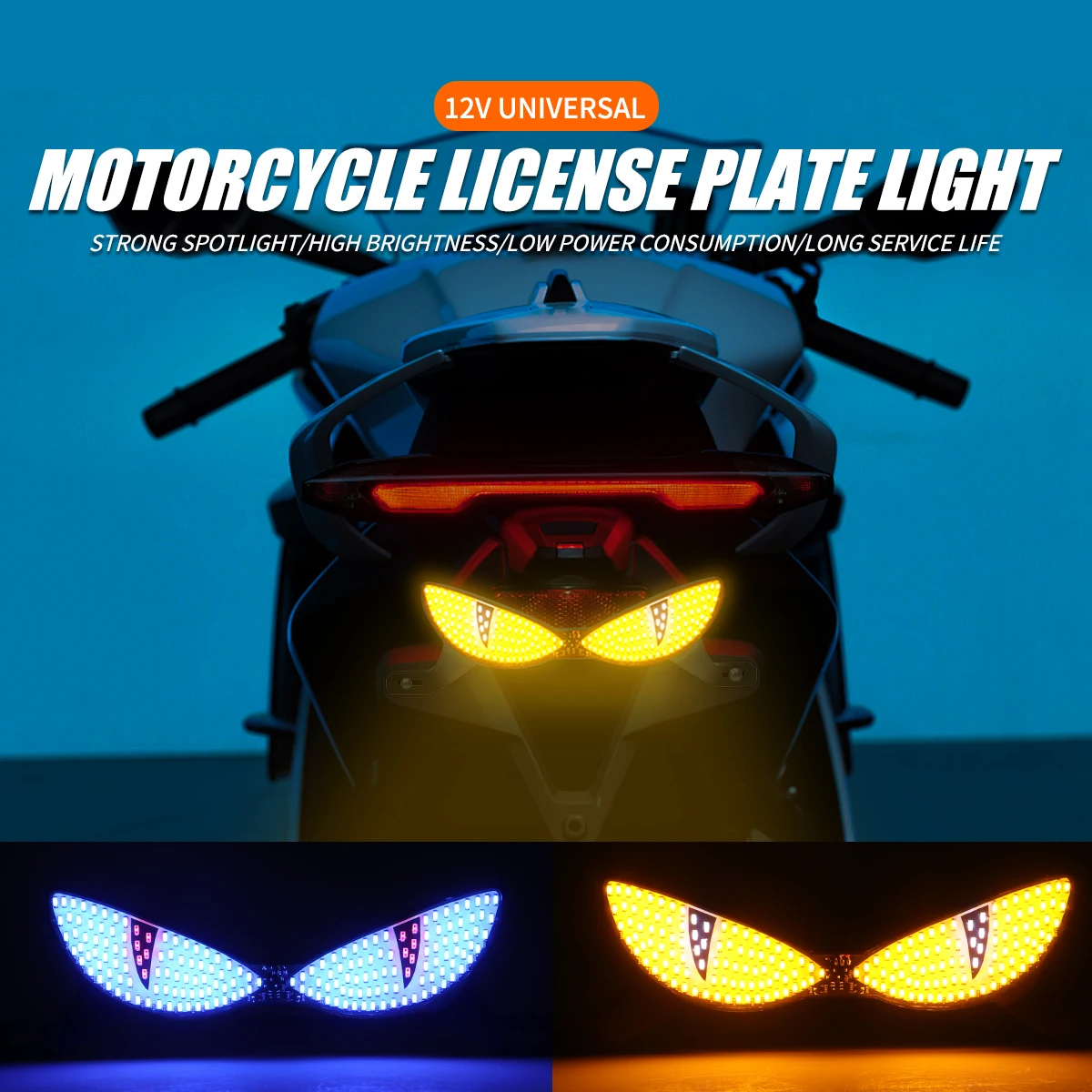 

Universal Motorcycle LED Strobe Light License Plate Light Spotlight Flashing Warning Light 12V Yellow Blue Motor Accessories