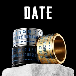 날짜 번호 피젯 스피너 남성 반지, 스테인레스 스틸, 여성 쥬얼리, 럭셔리 펑크, 신상 록 패션 액세서리, 도매 선물