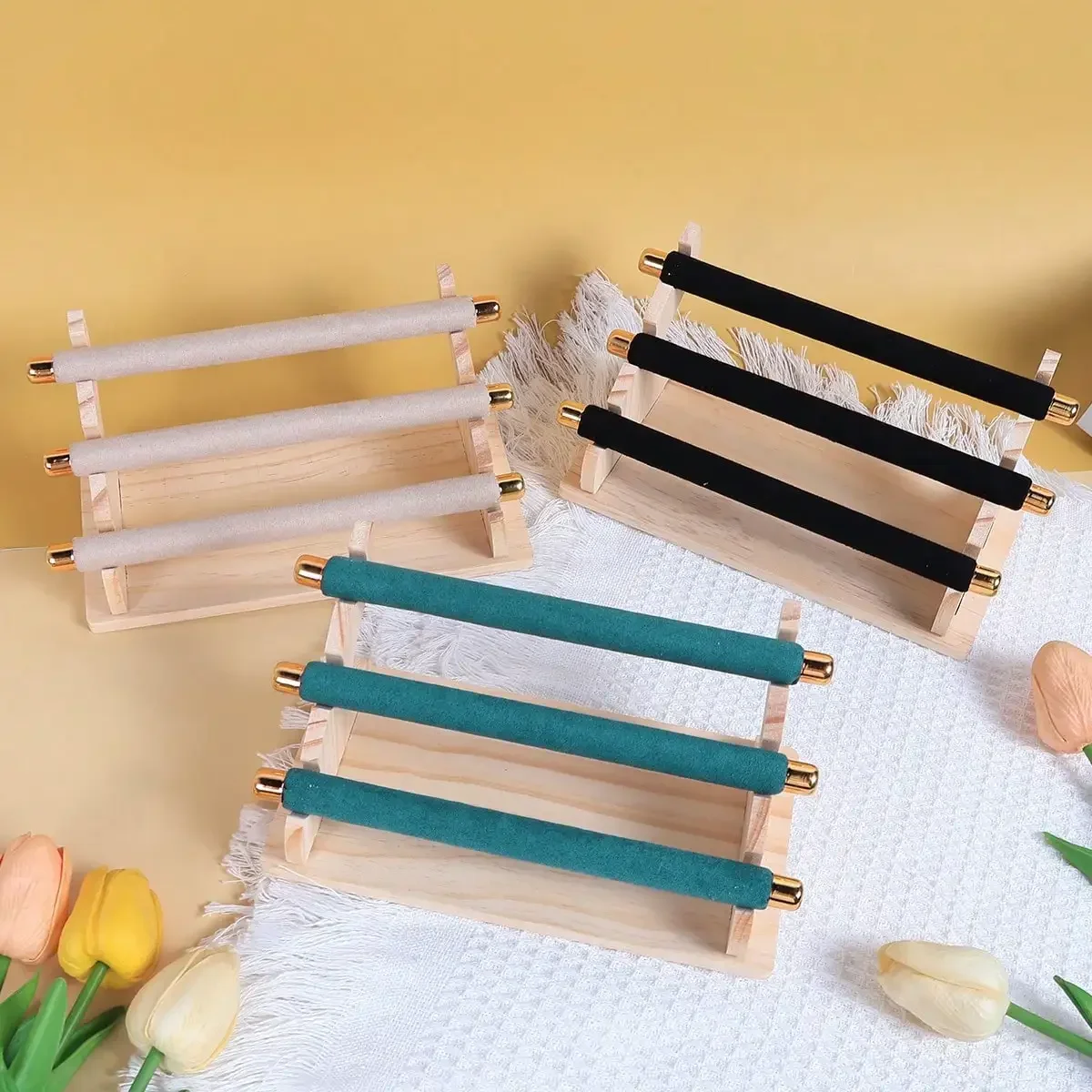 

3-Tier Wooden Ring Holder， Jewelry Organizer Gift for Women, Bridal Shower, Valentines Day Home Decor