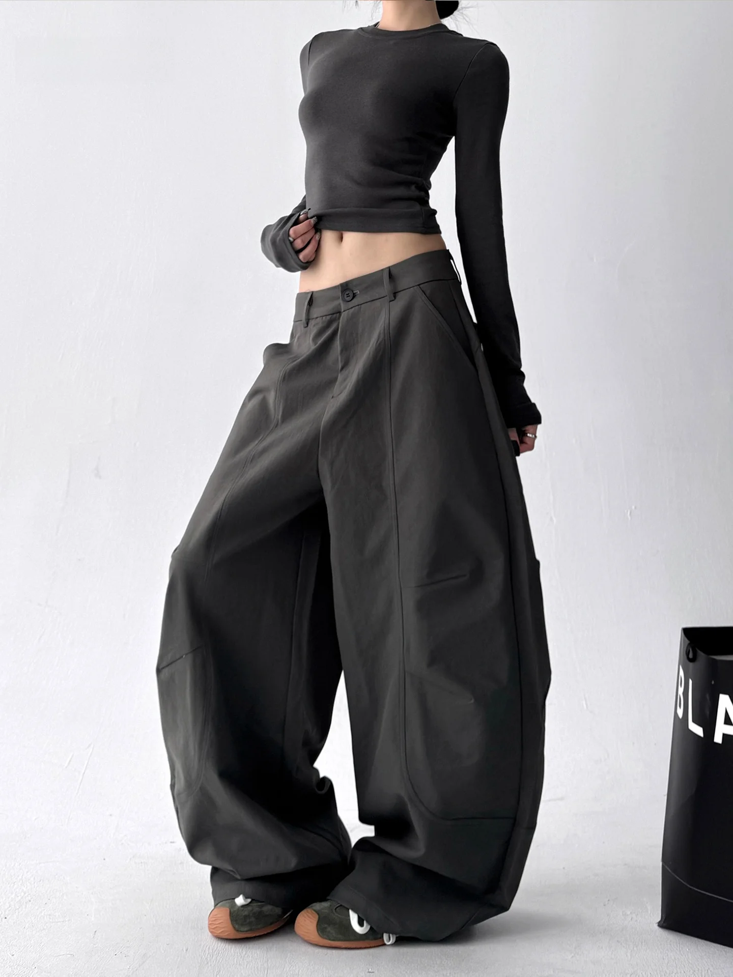 Pantalon décontracté au Design Original pour femme, nouvelle collection automne 2021, danse de rue, fille épicée, ample, paresseux, jambes larges, taille basse