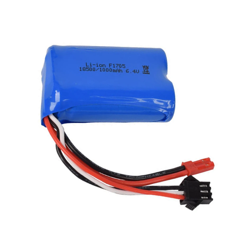 6.4V 1000mAh Li-ion Battery JST-2P Plug with Charger for wltoys A303 A313 A323 A333 1/12 RC Cars Boats Turcks toys parts 18500