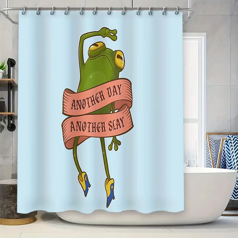 

Frog Shower Curtain Cute Amphibian Bath Decor Woodland Animal Bathroom Set Waterproof Fabric Nature Theme Gift
