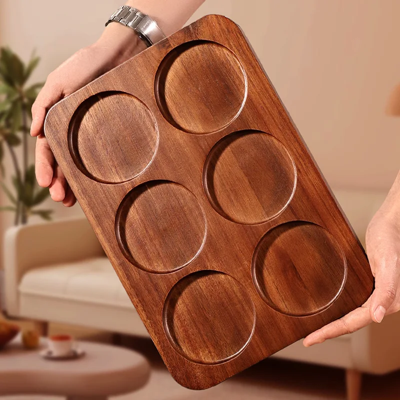 New Chinese Round Bowl Tray Set for Living Room Dining Fruit Refreshment Snack Fruit Bowl Solid Wood