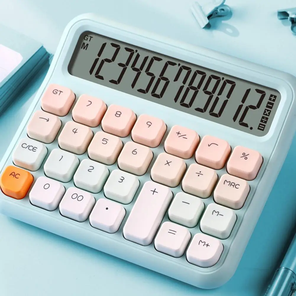 Battery Operated Calculator Square Key Calculator Portable Student Finance Calculator with Lcd Display Battery for Office