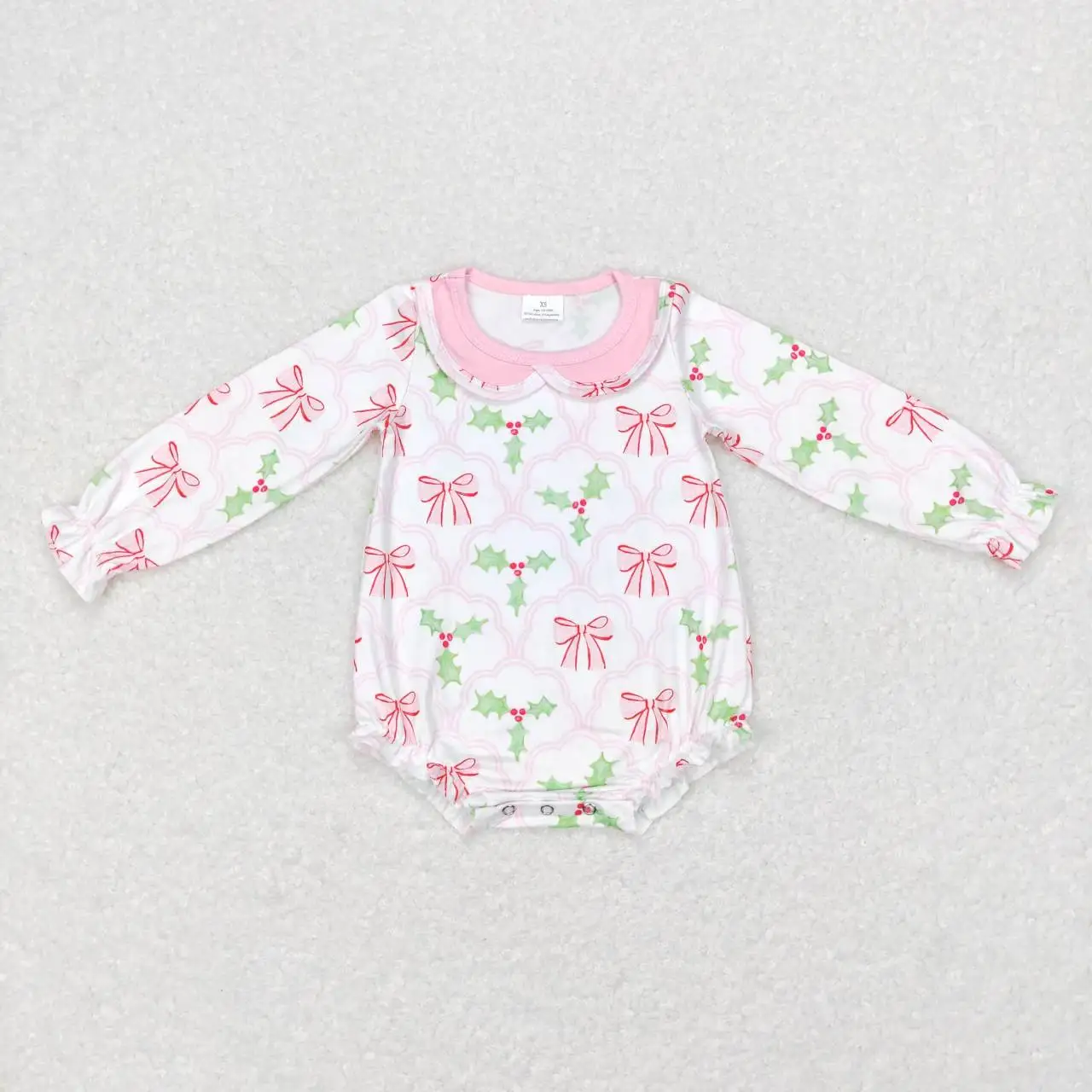 

New Product Wholesale Baby Autumn And Winter Long-Sleeved Romper With Christmas Elements And Ruffle in Bright Colors