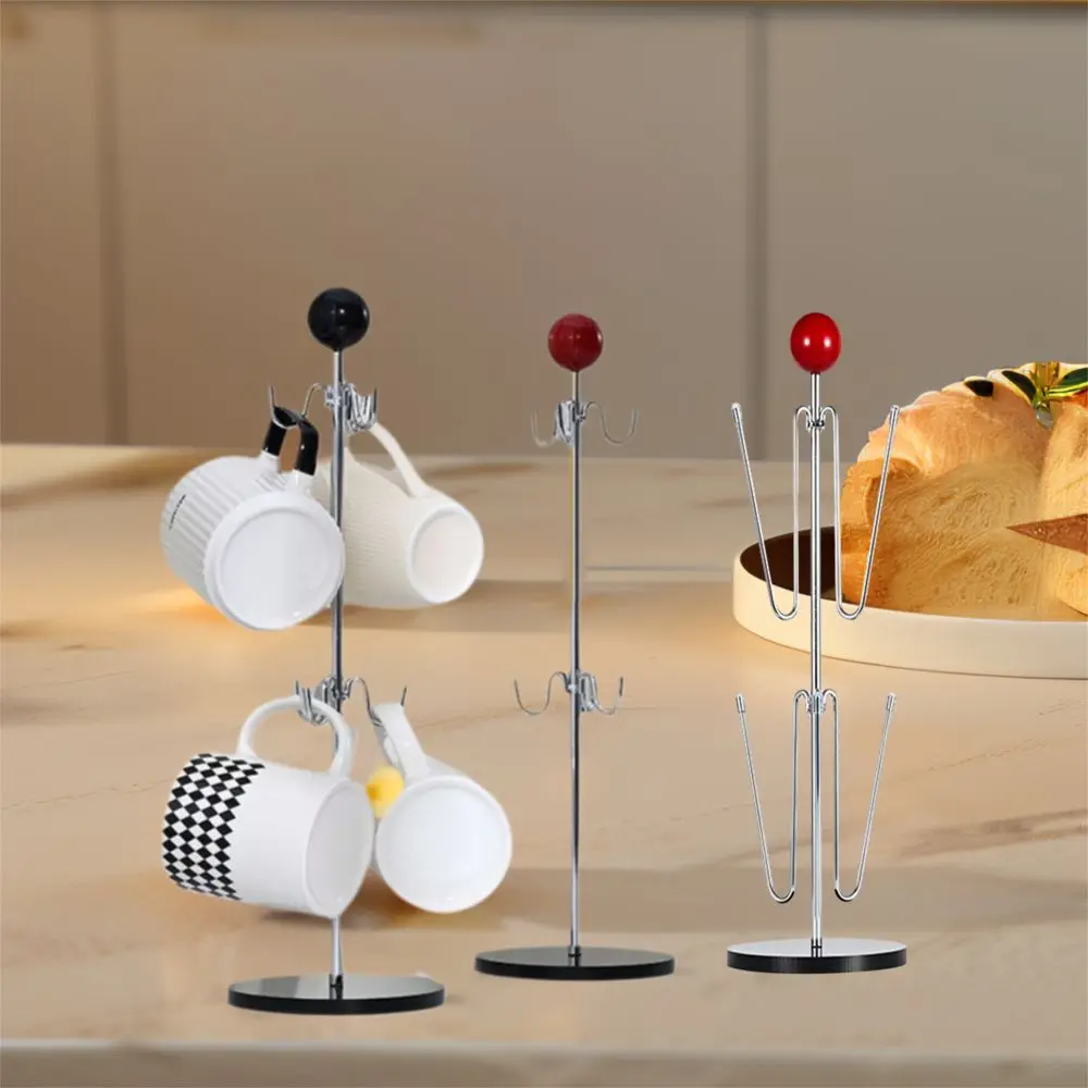

Multifunctional Iron Mug Cup Holder Acrylic Base Antique Style Tea Cup Storage Rack Space Saving Stable Coffee Cup Holder Office