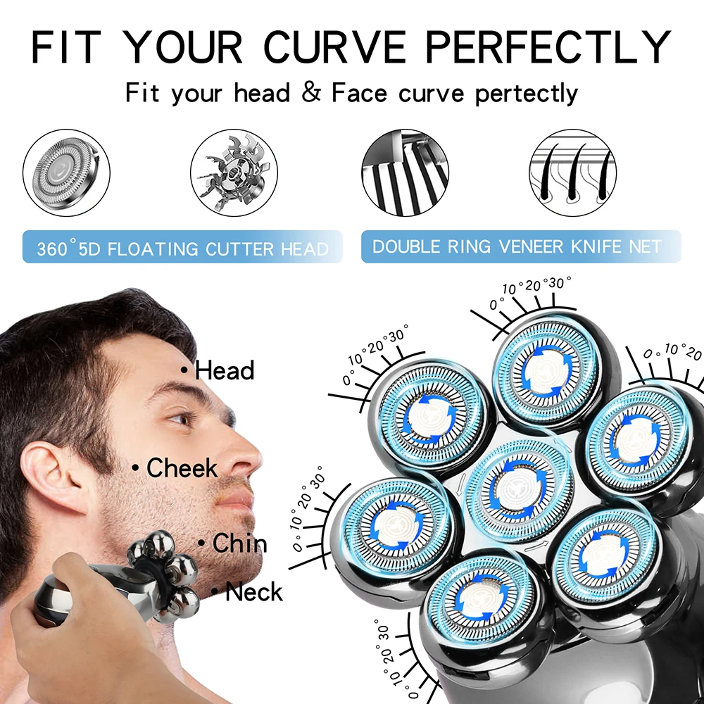 New Electric Shaver USB Rechargeable Razor Multi-function Men's Self-Shaving bald head Machine Bald Brightener Hair Clipper