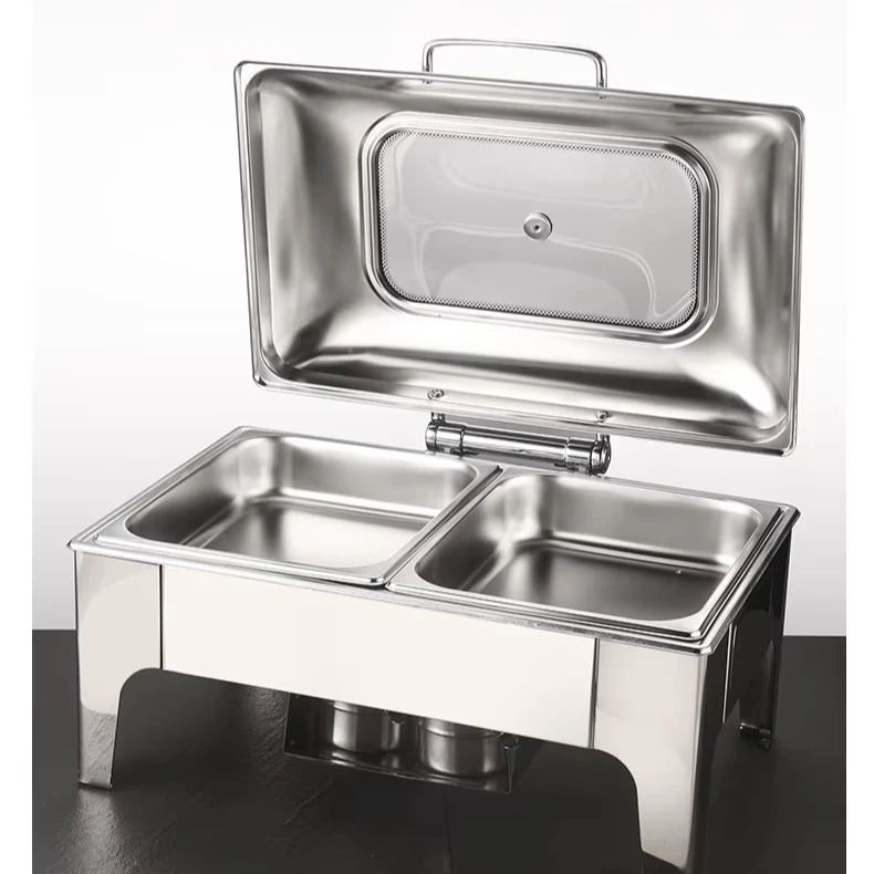 

Factory Directly Wholesale Large Capacity Rectangular Thickened Visual Buffet Stove Easy To Clean Classic Design Style